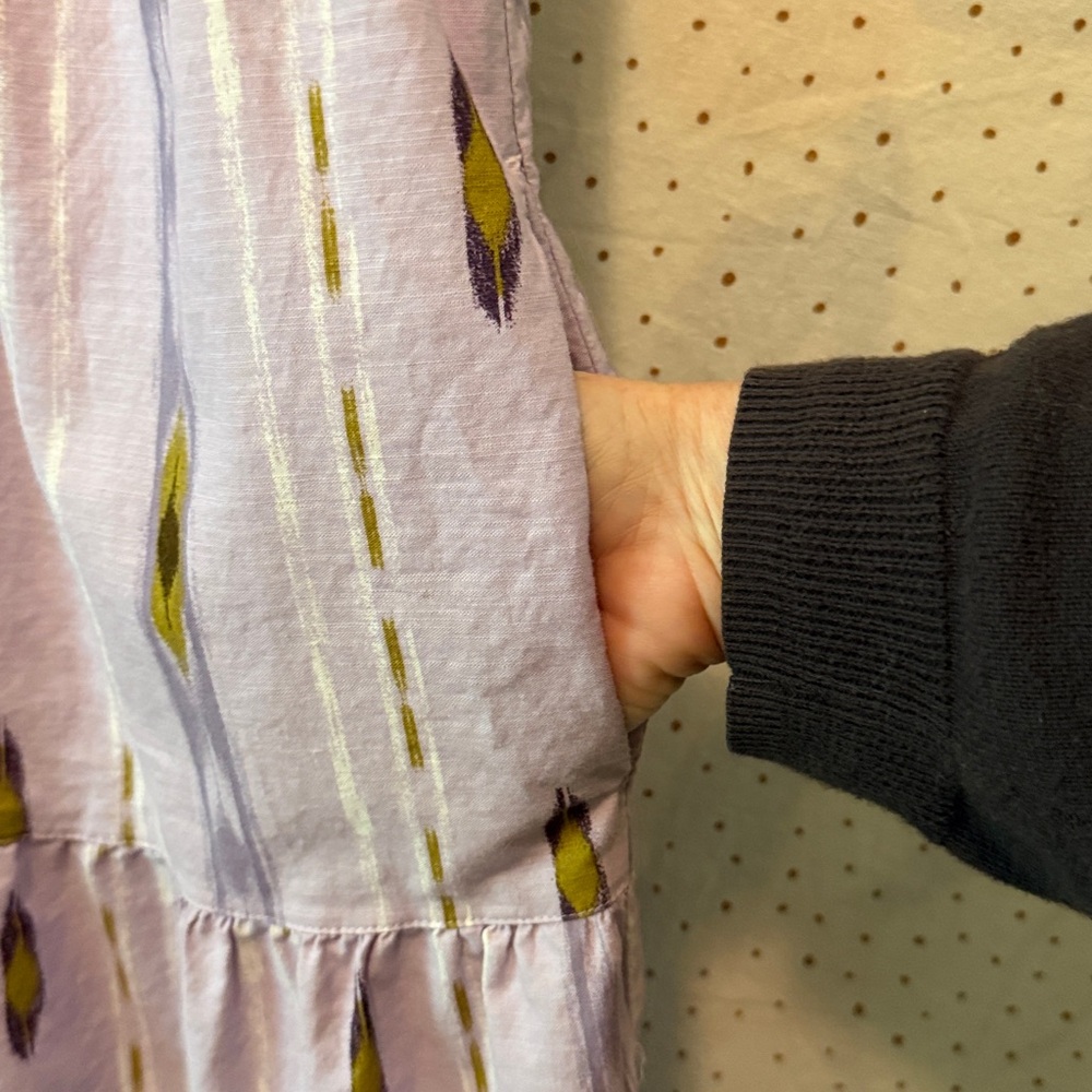 Sonoma Lavender Tiered Sleeveless Maxi Dress with Yellow Ikat Print - Picture 3 of 4
